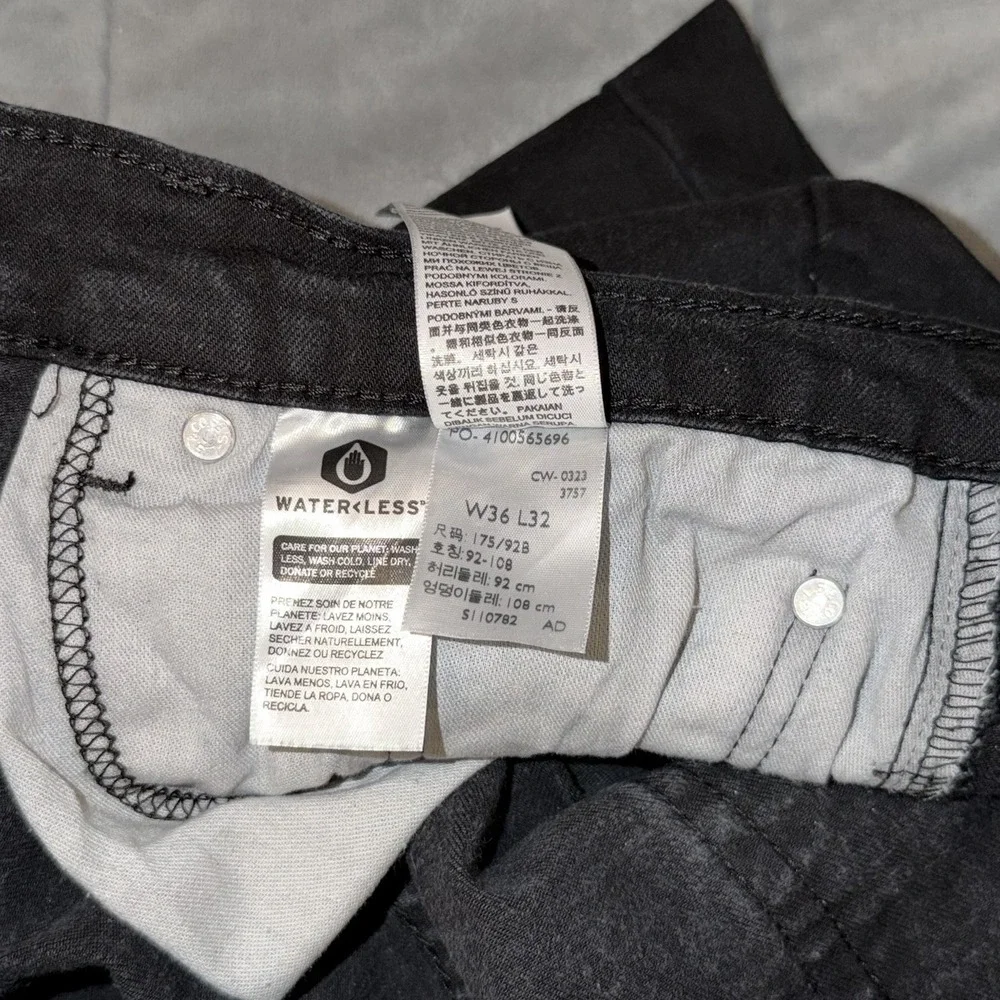 Levis 505 Jeans Mens 36x32 Black Regular Fit Straight Denim Pants Dark Wash